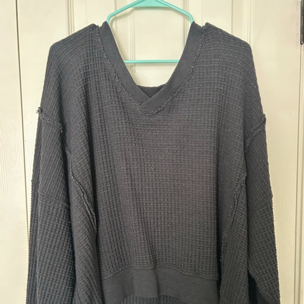 Aerie Black Waffle Sweater